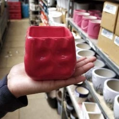 CGASPL Mini Square Ceramic Pot Red (Pack Of 6)