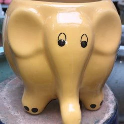 CGASPL Yellow Elephant Ceramic Pot