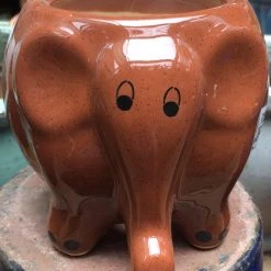 CGASPL Brown Elephant Ceramic Pot Pot-Planters