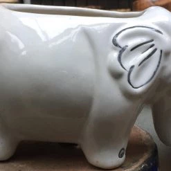 CGASPL Elephant Shape White Ceramic Pot