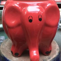 CGASPL Pot-Planters Red Elephant Ceramic Pot