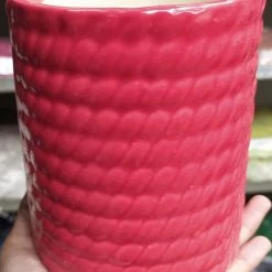 CGASPL Red Cylindrical Ceramic Pot