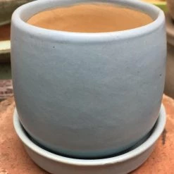 CGASPL Small Round Light Blue Ceramic Pot (Pack Of 3)