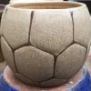 CGASPL Cream Round Ceramic Football Shaped Pot