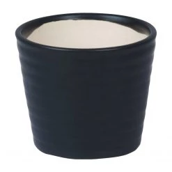 CGASPL Pot-Planters Small Black Ribbed Planter (Pack Of 3)