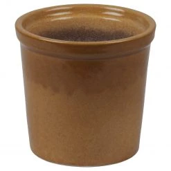 CGASPL Shiny Light Brown Round Ceramic Pot (Pack Of 3)
