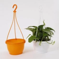 CGASPL Pot-Planters 8 Inch Hanging Pot Orange 11 CGASPL Pot-Planters 8 Inch Hanging Pot Orange