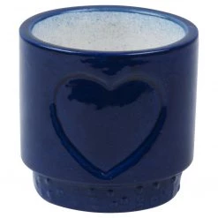 CGASPL Blue Ceramic Pot With Heart Shape Design (Pack Of 6)
