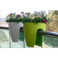 CGASPL Railing Planters High Quality Plastic Balcony Railing Planter (White)