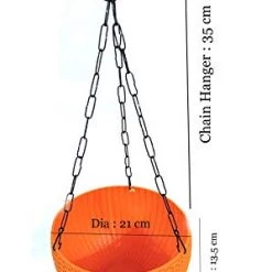 CGASPL 21 Cm Orange Rattan Hanging Planter With Chain