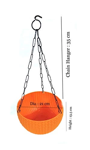 CGASPL 21 Cm Orange Rattan Hanging Planter With Chain 4 CGASPL 21 Cm Orange Rattan Hanging Planter With Chain