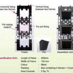 CGASPL Vertical Garden, Wall Garden Panel Green (1 Frame + 3 Pots)- Pack Of 10 Panels
