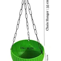 CGASPL 21 Cm Green Rattan Hanging Planter With Chain