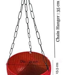 CGASPL Pot-Planters 21 Cm Red Rattan Hanging Planter With Chain