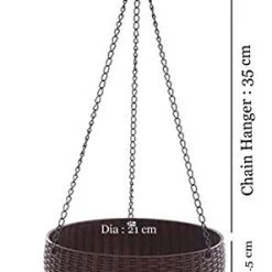CGASPL 21 Cm Dark-Purple Rattan Hanging Planter With Chain