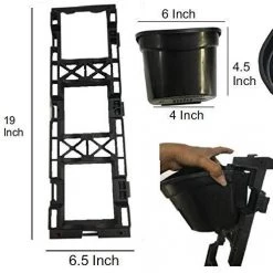 CGASPL Pot-Planters Vertical Wall Garden Model Vertigreen Black (1 Frame + 3 Pots)