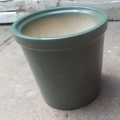 CGASPL Pot-Planters Shiny Off Green Round Ceramic Pot (Pack Of 3)