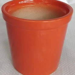 CGASPL Shiny Orange Round Ceramic Pot (Pack Of 3) Pot-Planters