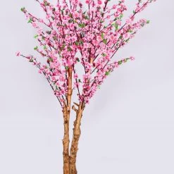 CGASPL Artificial Blossom Flower Plant In Coffee Wood Pink - 5 Feet