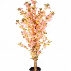 CGASPL Artificial Blossom Tree Peach Pink In Coffee Wood Stick - 5 Feet