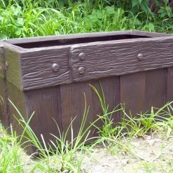CGASPL Barrel Wood Rectangular Small Fiber Planter Pot-Planters