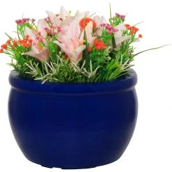 CGASPL Pot-Planters Bell Shiny Blue Fiber Pots