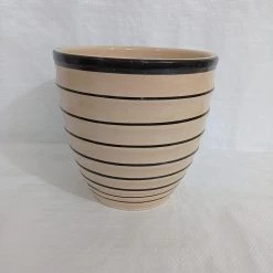 CGASPL Big Fancy Black-Cream Color Round Ceramic Pot Pot-Planters