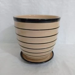 CGASPL Big Fancy Black-Cream Color Round Ceramic Pot Pot-Planters