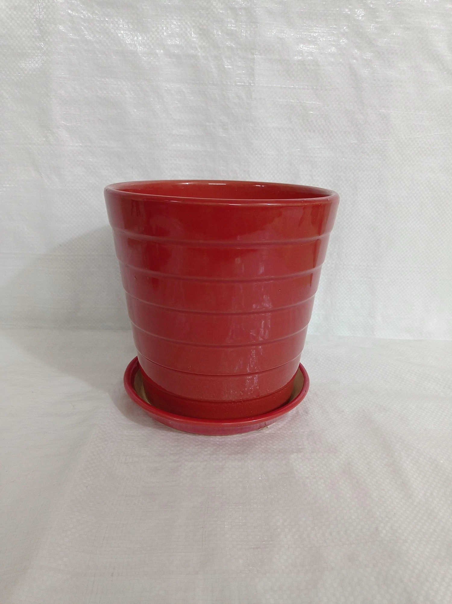 CGASPL Big Red Round Ceramic Pot Pot-Planters 3 CGASPL Big Red Round Ceramic Pot Pot-Planters