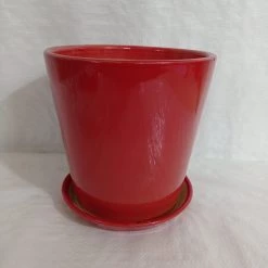 CGASPL Big Plain Red Round Ceramic Pot Pot-Planters