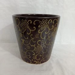 CGASPL Pot-Planters Large Painted Fancy Brown Round Ceramic Pot