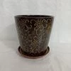 CGASPL Pot-Planters Large Painted Fancy Brown Round Ceramic Pot