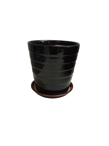 CGASPL Pot-Planters Large Black Round Ceramic Pot 3 CGASPL Pot-Planters Large Black Round Ceramic Pot
