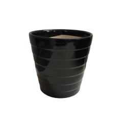 CGASPL Pot-Planters Large Black Round Ceramic Pot
