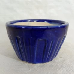 CGASPL Fancy Round Ceramic Pot Blue Pot-Planters
