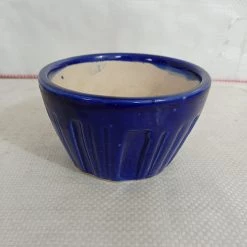 CGASPL Fancy Round Ceramic Pot Blue Pot-Planters