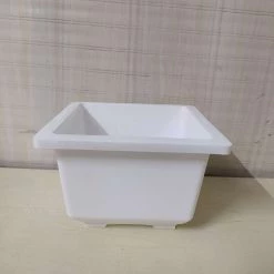 ChhajedGarden.com Bonzi Square Pot - 14 Cm(White) Pot-Planters