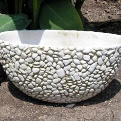 CGASPL Bowl Textured (Oval Shape) White Fiber Planter Pot-Planters