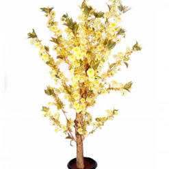 CGASPL Artificial Cream Blossom Tree In Coffee Wood Stick - 6 Feet
