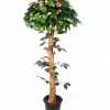 CGASPL Artificial Plants Artificial Camelia Plant Topiery Natural Coffee Wood Stick Pink - 4 Feet