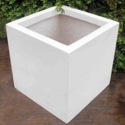 CGASPL Pot-Planters Cubical Garden White Fiber Planter