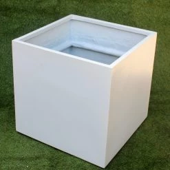 CGASPL Cuboid 76 White Fiber Planter