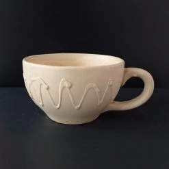 CGASPL Pot-Planters Cup Shaped Ceramic Pot With Plate Cream Color01