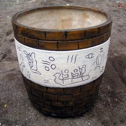 CGASPL Egyptian White & Brown Fiber Planter Pot-Planters