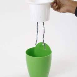 CGASPL Green-White Self Watering Hanging Planter Flower Pot 22 CGASPL Green-White Self Watering Hanging Planter Flower Pot