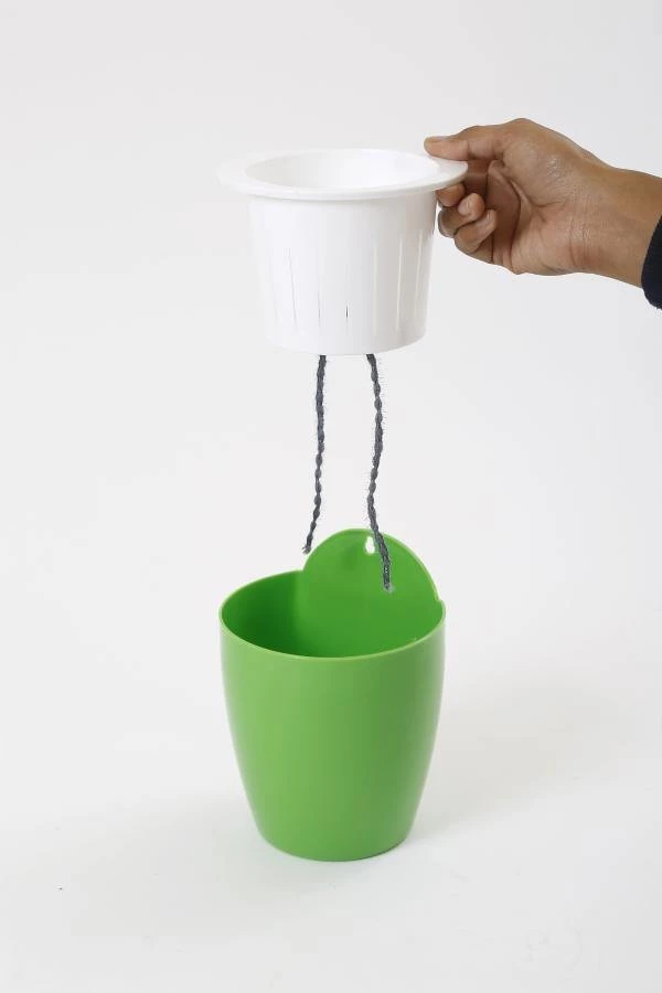CGASPL Green-White Self Watering Hanging Planter Flower Pot 8 CGASPL Green-White Self Watering Hanging Planter Flower Pot