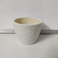 CGASPL Pot-Planters Round Dotted White Ceramic Pot (Pack Of 3)