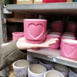 CGASPL Pink Ceramic Pot With Heart Shape Design (Pack Of 6)
