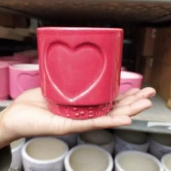 CGASPL Red Ceramic Pot With Heart Shape Design (Pack Of 6) 9 CGASPL Red Ceramic Pot With Heart Shape Design (Pack Of 6)