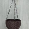 CGASPL 21 Cm Brown Rattan Hanging Planter With Chain Pot-Planters